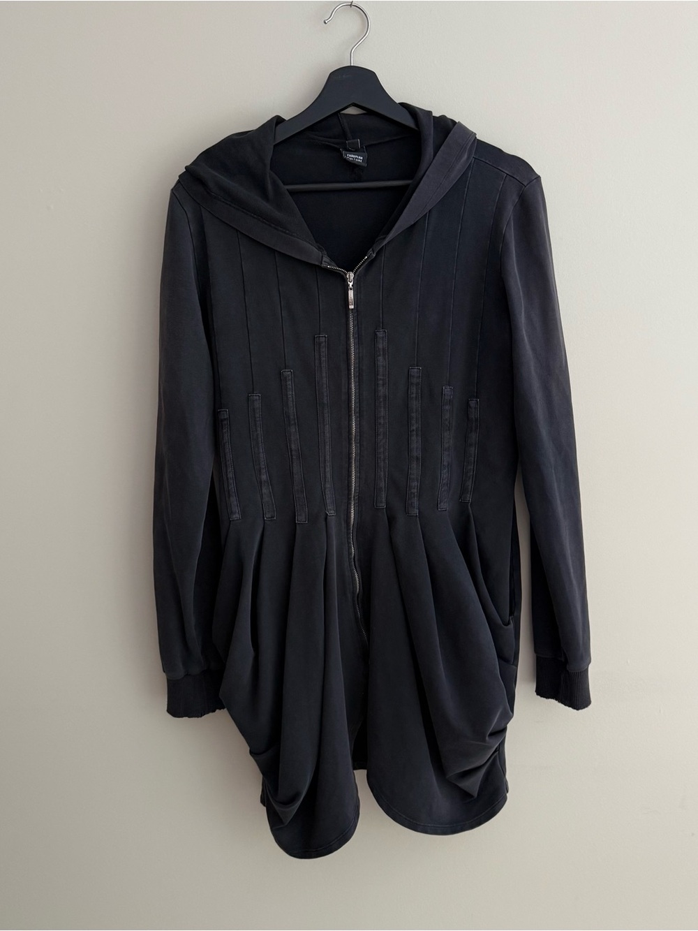 Rare European Culture Black Hoodie Sweater Cotton Grunge Dress Italy Vogue Large